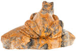 CRAZY LACE AGATE CARVED FROG STATUARY.