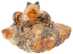 CRAZY LACE AGATE CARVED FROG STATUARY.