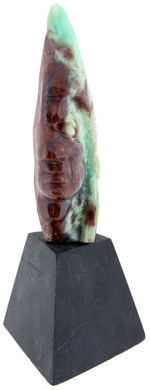 CHRYSOPRASE CARVED INDIAN CHIEF HEAD STATUARY.