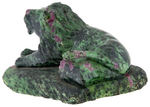 RUBY IN ZOISITE CARVED LION STATUARY.