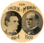LINCOLN AND McKINLEY 1900 JUGATE WITH BACK PAPER NAMING "THE OLD GUARD SOUVENIR."