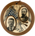 ROOSEVELT 1904 JUGATE CELLULOID MEDALLION WITH CRAZING.