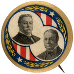 TAFT AND SHERMAN SCARCE 1908 JUGATE BUTTON.