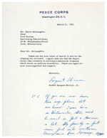 SERGEANT SHRIVER PEACE CORPS LETTER WRITTEN ONE DAY BEFORE HE IS OFFICIAL DIRECTOR.