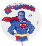 SCARCE "McGOVERN '72" SUPERMAN CARTOON BUTTON.