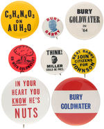 EIGHT SCARCE ANTI-GOLDWATER BUTTONS.