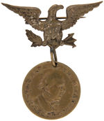 HORACE GREELEY TOKEN ON ORIGINAL EMBOSSED EAGLE HANGER.