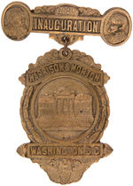 HARRISON AND MORTON 1889 HEAVY BRASS JUGATE INAUGURATION BADGE.