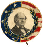 BRYAN FLAG AND WREATH DESIGN 1908 PORTRAIT BUTTON.