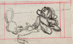 SNOW WHITE GRUMPY BED-BUILDING SEQUENCE ORIGINAL STORYBOARD ART.
