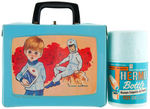 SPACE-THEMED VINYL LUNCHBOX WITH THERMOS.