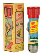 ROY ROGERS AND TRIGGER "SIGNAL SIREN" FLASHLIGHT WITH PAPERS AND BOX.