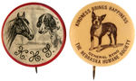 ANIMAL WELFARE EIGHT BUTTONS AND TWO EARLY "BAND OF MERCY" METAL BADGES.