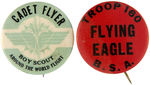 BOY SCOUT TRIO OF RARE BUTTONS 1930s-1953.