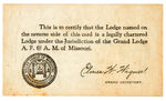 HARRY TRUMAN AUTOGRAPHED KANSAS CITY MASONIC MEMBERS CARD.