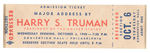 "MAJOR ADDRESS BY HARRY S. TRUMAN" 1948 UNUSED SPEECH TICKET.