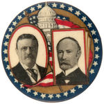 THEODORE ROOSEVELT 1904 ORNATE GRAPHIC JUGATE FEATURING FLAG AND U.S. CAPITOL.