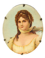 QUEEN LOUISE OF PRUSSIA CELLULOID PORTRAIT ON BRASS PIN.