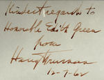 "HARRY TRUMAN" SIGNED PHOTO INSCRIBED TO OREGON REPRESENTATIVE EDITH STARRETT GREEN.