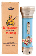 "DAVY CROCKET FLASHLIGHTS" STORE DISPLAY WITH BOXED FLASHLIGHT PAIR.