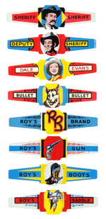 ROY ROGERS EIGHT LITHO TIN RINGS FROM POST'S RAISIN BRAN.