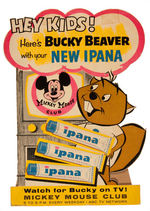 "MICKEY MOUSE CLUB/IPANA BUCKY BEAVER" RARE DIE-CUT STORE DISPLAY.