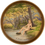 “A MAIDEN’S DREAM” RISQUE OPTICAL ILLUSION HAND PAINTED TRAY.