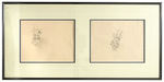 TWO-GUN MICKEY FRAMED PRODUCTION DRAWING PAIR FEATURING MICKEY & MINNIE MOUSE.