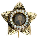 WASHINGTON SUPERB PORTRAIT PIN WITH SEED PEARL ACCENTS CIRCA HIS 1832 CENTENNIAL.