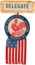 INDIANA DEMOCRATIC DELEGATE STATE CONVENTION BADGE FROM DAVIS 1924 CAMPAIGN YEAR.