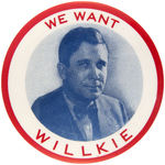 GRAPHIC 3.5" BUTTON FEATURING WILLKIE WEARING A BOW TIE.