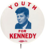 SCARCE EARLY CAREER "YOUTH FOR KENNEDY" BUTTON FROM HIS 1958 SENATE CAMPAIGN.