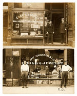 FOUR EARLY STOREFRONT REAL PHOTO POSTCARDS W/LOCATIONS IDENTIFIED.