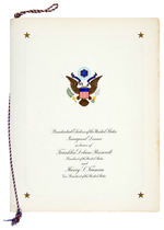 "PRESIDENTIAL ELECTORS/INAUGURAL DINNER" 1945 PROGRAM TO HONOR FDR AND TRUMAN.