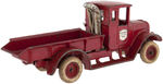 ARCADE CAST IRON "INTERNATIONAL HARVESTER TRUCKS" RED BABY DUMP TRUCK WITH HOIST.