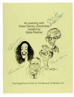 PROGRAM SIGNED BY FOUR KEY DISNEY ANIMATORS AND GILDA RADNER.