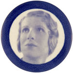 FAMED 1920s EVANGELIST AIMEE SEMPLE McPHERSON PORTRAIT BUTTON.