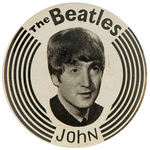 "THE BEATLES/JOHN" 1960s ENGLISH PORTRAIT BUTTON.