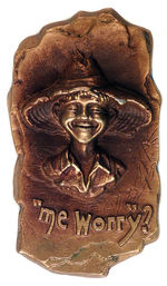 "ME WORRY?" ALFRED E. NEUMAN-LIKE RELIEF METAL WALL HANGING.