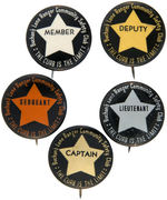 "BUCHAN’S COMMUNITY SAFETY CLUB" FIVE LARGE CLUB RANK BADGES.