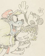 SHANGHAIED PENCIL PRODUCTION  ART WITH PEG-LEG PETE CLUTCHING MINNIE.