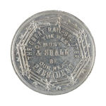 LINCOLN 1860 TOKEN WITH AERIAL VIEW OF SPLIT RAIL FENCE ACCENTED BY ROOSTERS, BIRDS AND SQUIRREL.