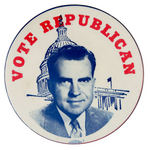 "VOTE REPUBLICAN" LARGE AND SCARCE NIXON BUTTON.