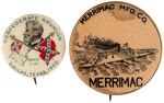 "ROBERT E. LEE CONFEDERATE REUNION 1902" BUTTON PLUS IRONCLAD "MERRIMAC" EARLY BUTTON.