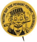 BUTTON FOR COLUMBUS SENATORS OF AMERICAN ASSOCIATION OR PGH. PIRATES WITH CHARACTER TECK HASKINS.