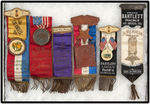 CALIFORNIA SIX EARLY GRAND ARMY OF THE REPUBLIC RIBBON BADGES INCLUDING EXCEPTIONAL 1907 DELEGATE.
