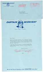 CAPTAIN MIDNIGHT UNAVAILABLE PREMIUM LETTER OF APOLOGY WITH ENVELOPE.