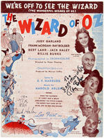 "THE WIZARD OF OZ - WE'RE OFF TO SEE THE WIZARD" SHEET MUSIC SIGNED BY RAY BOLGER & JACK HALEY.