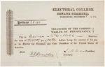 ANDREW JACKSON 1832 “ELECTORAL COLLEGE” PAYMENT VOUCHER FOR A PENNSYLVANIA ELECTOR.