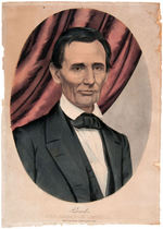 “HON. ABRAHAM LINCOLN” 1860 CURRIER CAMPAIGN PRINT WITH FACSIMILE SIGNATURE.